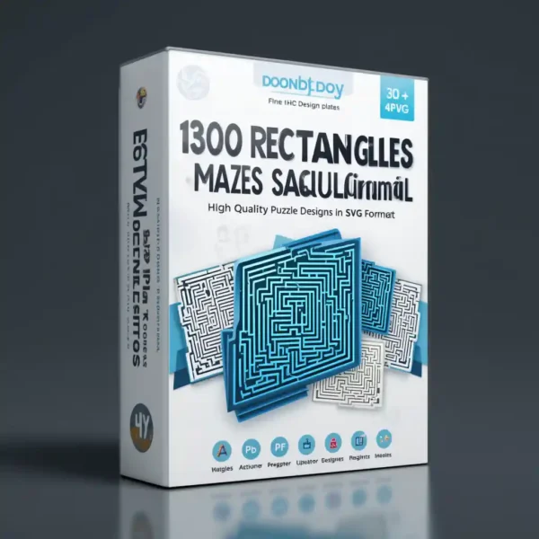 1300 Rectangle Mazes and Solutions SVG