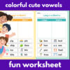 colorful cute vowels fun worksheet - Image 2