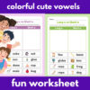 colorful cute vowels fun worksheet - Image 3