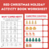 Red Christmas Holiday Activity Book Worksheet - Image 2